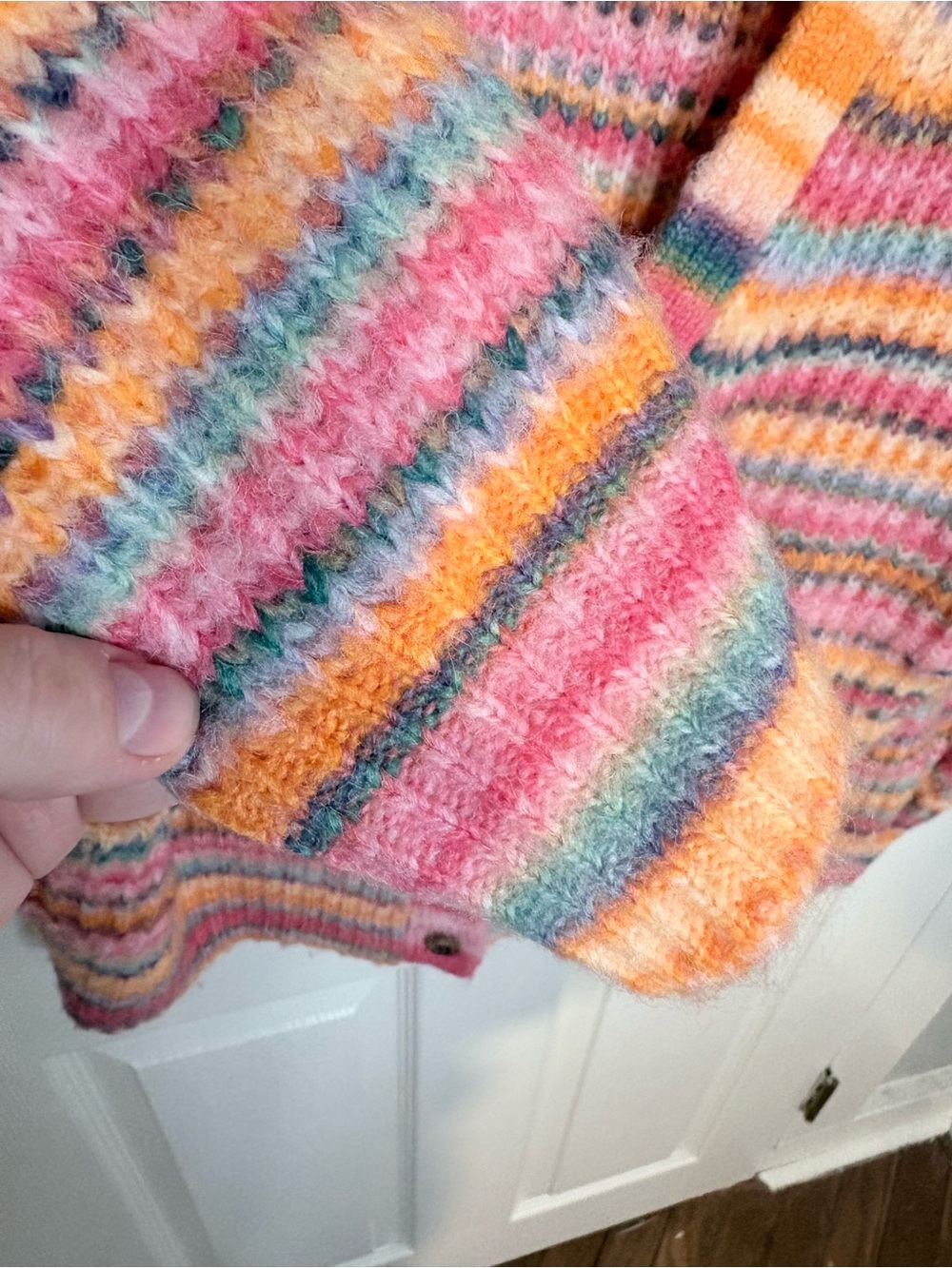 Marine Layer | Multicolor Striped Fuzzy Knit Cardigan | Medium - Picture 5 of 11